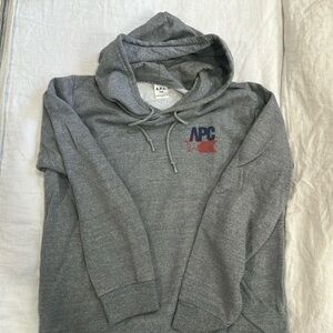 A.P.C. Gray Hoodie with Red and Blue Logo